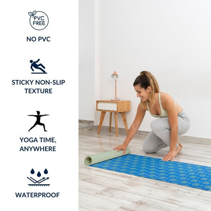 SINT Premium Print Reversible Non Slip Yoga Workouts Mat with Free Tote Bag