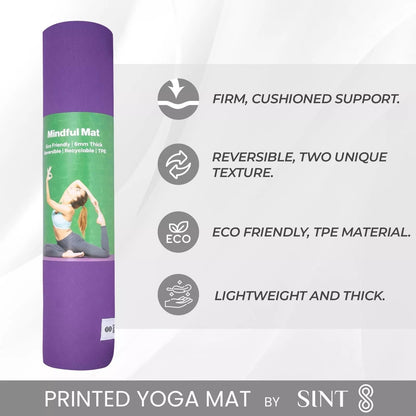 SINT Premium Print Reversible Non Slip Yoga Workouts Mat with Free Tote Bag
