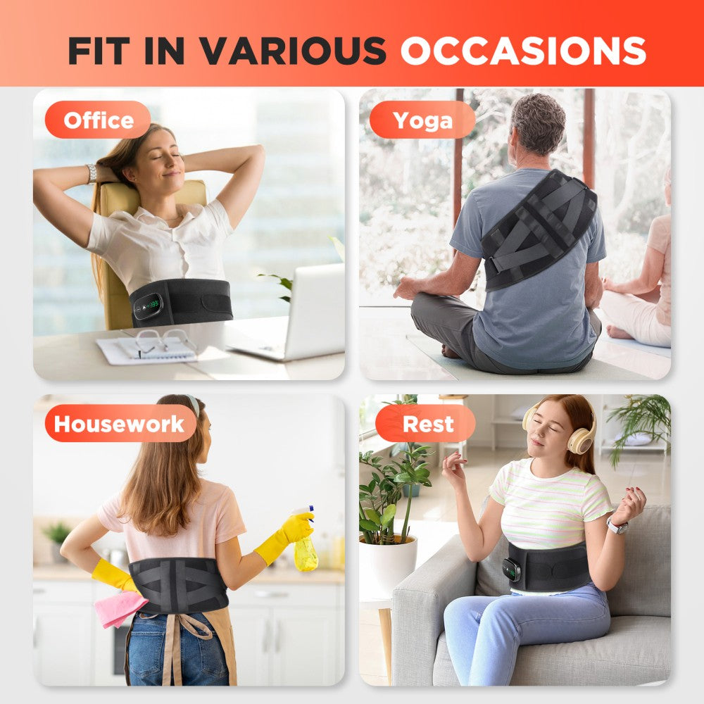 Red Light Therapy Belt Cordless 5000Mah Infrared Waist Wrap Vibration Back Pain