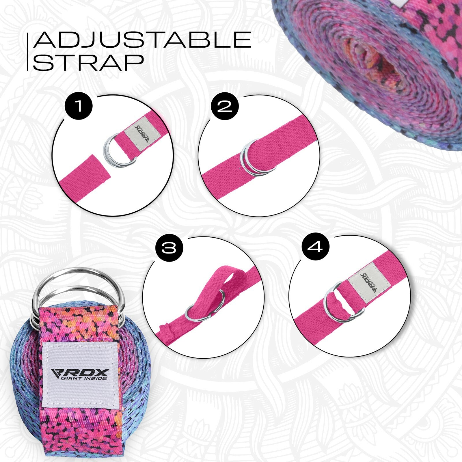 RDX Yoga Strap 8Ft D-Ring Buckle Stretching Pilates Flexibility Gym Workout