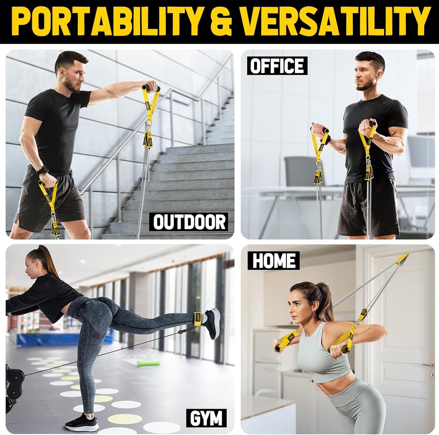 Resistance Bands Set with Handles Ankle Straps Door Anchor for Workout