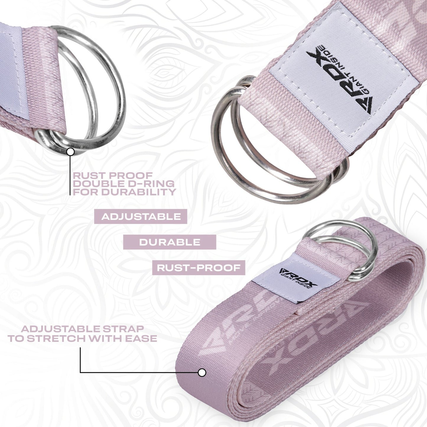 RDX Yoga Strap 8Ft D-Ring Buckle Stretching Pilates Flexibility Gym Workout