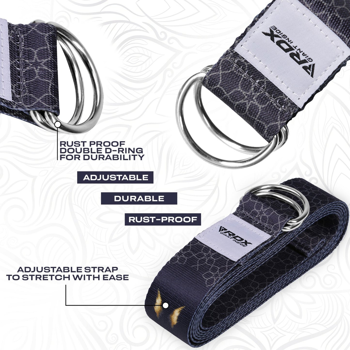 RDX Yoga Strap 8Ft D-Ring Buckle Stretching Pilates Flexibility Gym Workout