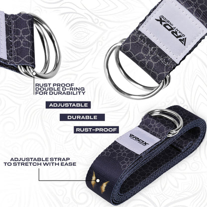 RDX Yoga Strap 8Ft D-Ring Buckle Stretching Pilates Flexibility Gym Workout