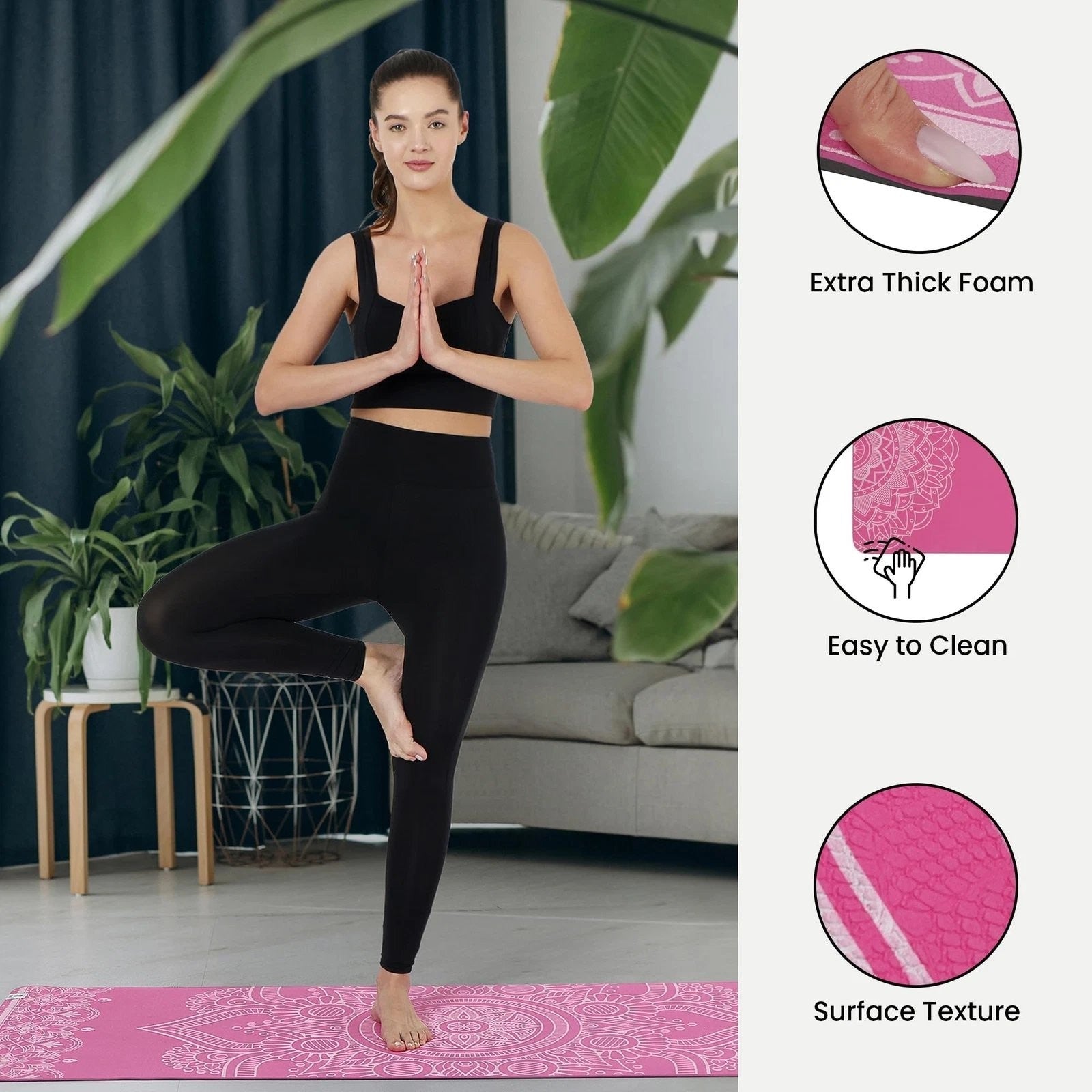 SINT Premium Print Reversible Non Slip Yoga Workouts Mat with Free Tote Bag