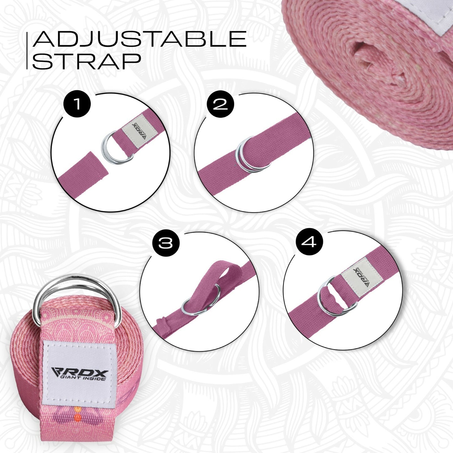 RDX Yoga Strap 8Ft D-Ring Buckle Stretching Pilates Flexibility Gym Workout