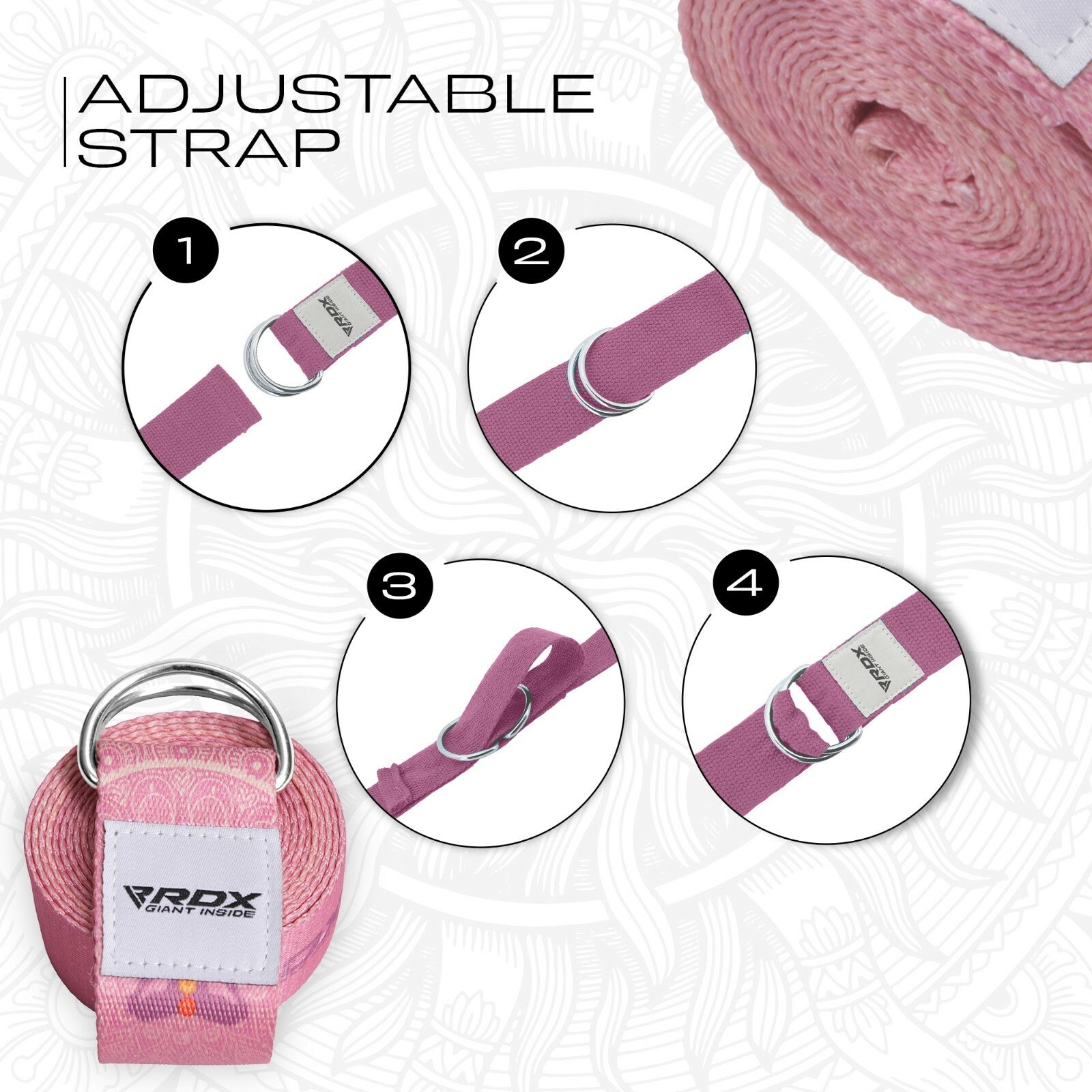 RDX Yoga Strap 8Ft D-Ring Buckle Stretching Pilates Flexibility Gym Workout