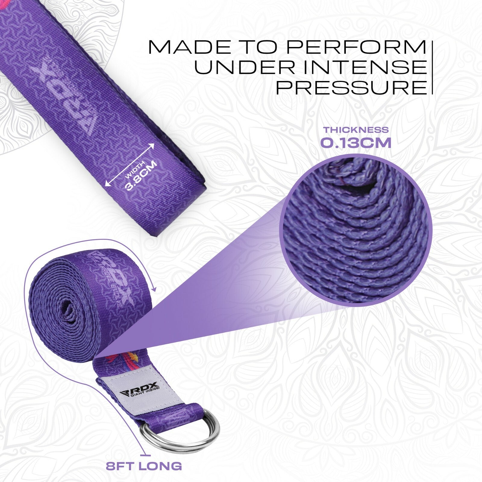 RDX Yoga Strap 8Ft D-Ring Buckle Stretching Pilates Flexibility Gym Workout