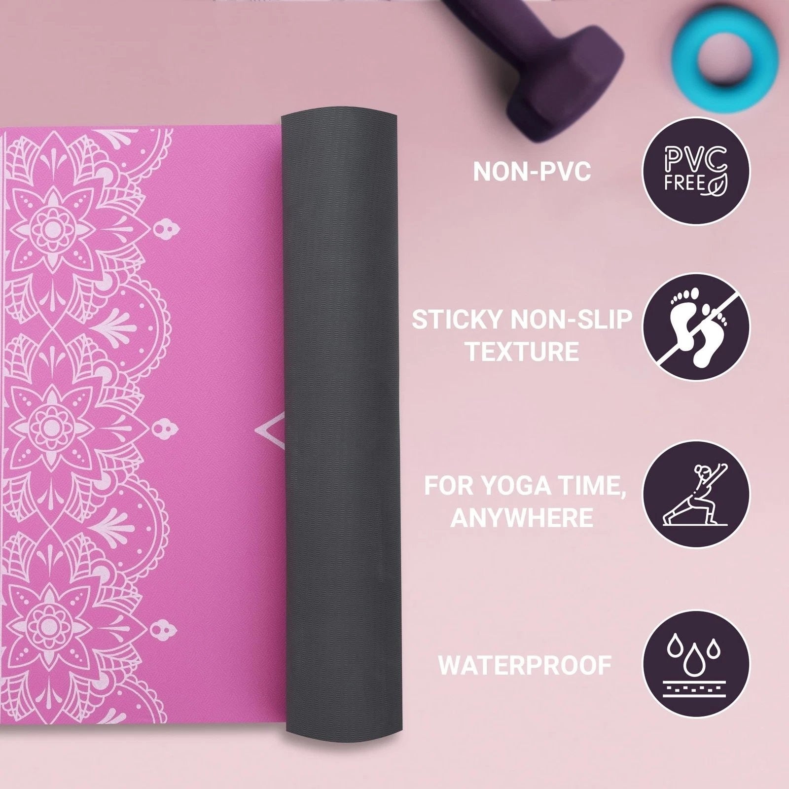 SINT Premium Print Reversible Non Slip Yoga Workouts Mat with Free Tote Bag