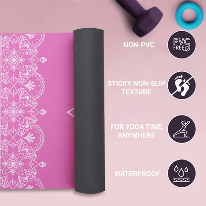 SINT Premium Print Reversible Non Slip Yoga Workouts Mat with Free Tote Bag