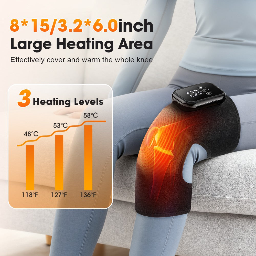 Electric Heated Vibration Knee Joint Brace Therapy Shoulder Massager Pain Relief