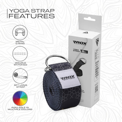 RDX Yoga Strap 8Ft D-Ring Buckle Stretching Pilates Flexibility Gym Workout