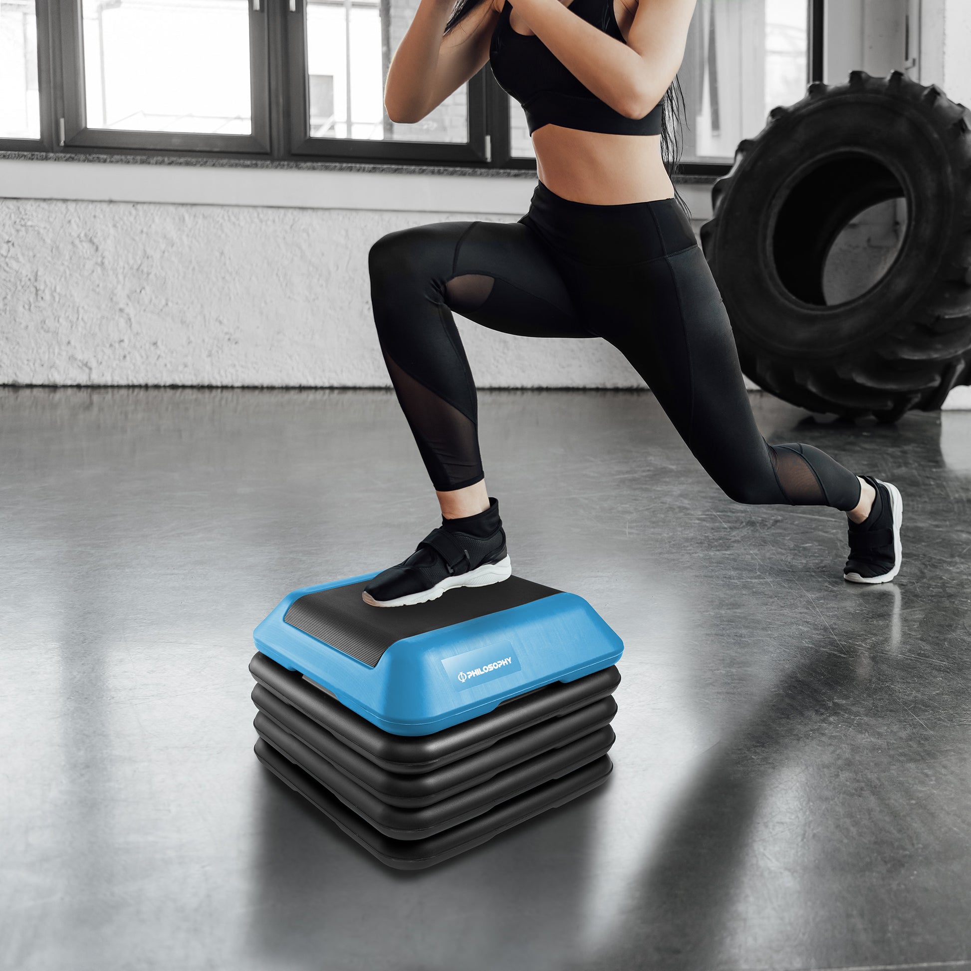 Aerobic Exercise Adjustable High Step Platform, 4 Risers Included