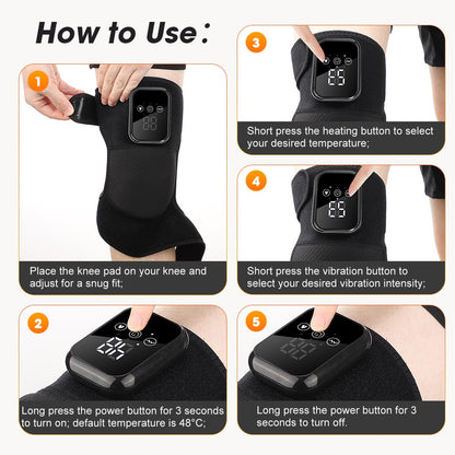 Electric Heated Vibration Knee Joint Brace Therapy Shoulder Massager Pain Relief