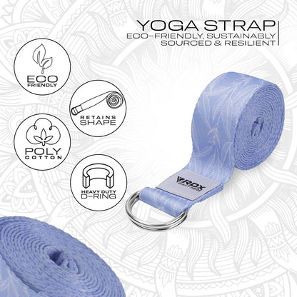 RDX Yoga Strap 8Ft D-Ring Buckle Stretching Pilates Flexibility Gym Workout
