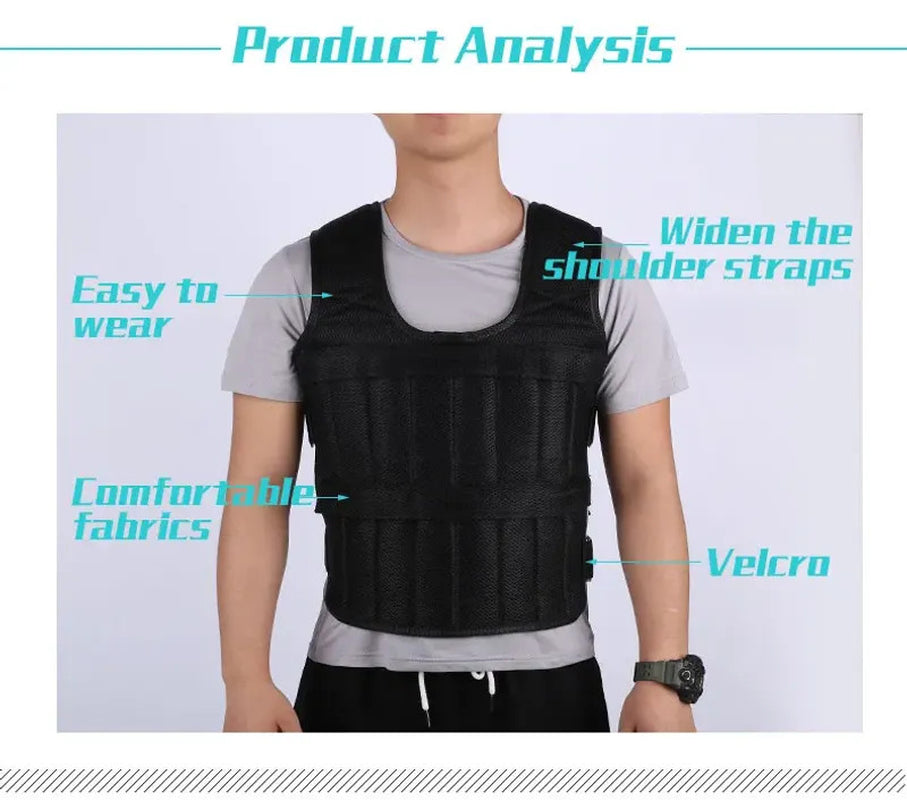 New 66 Lbs Adjustable Weighted Workout Weight Vest Fitness Training Waistcoat AA