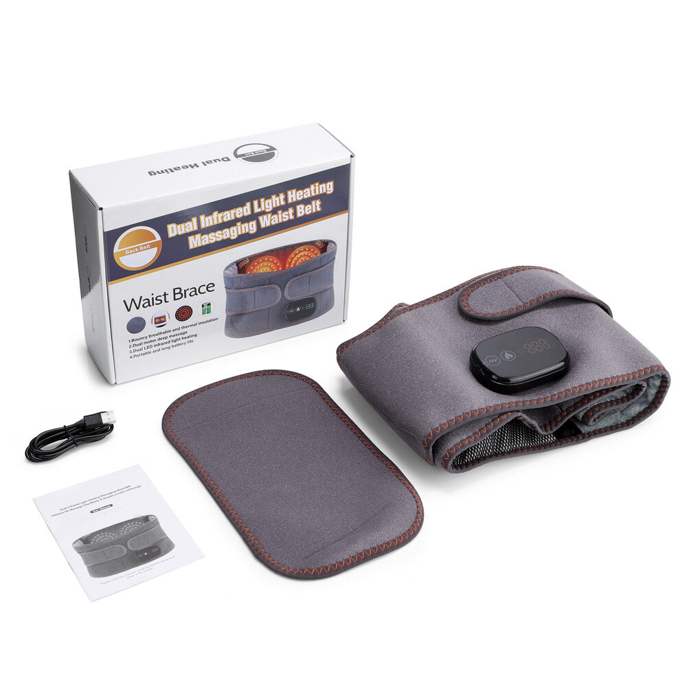 Electric Infrared Heated Waist Belt Vibration Massage for Lower Back Pain Relief