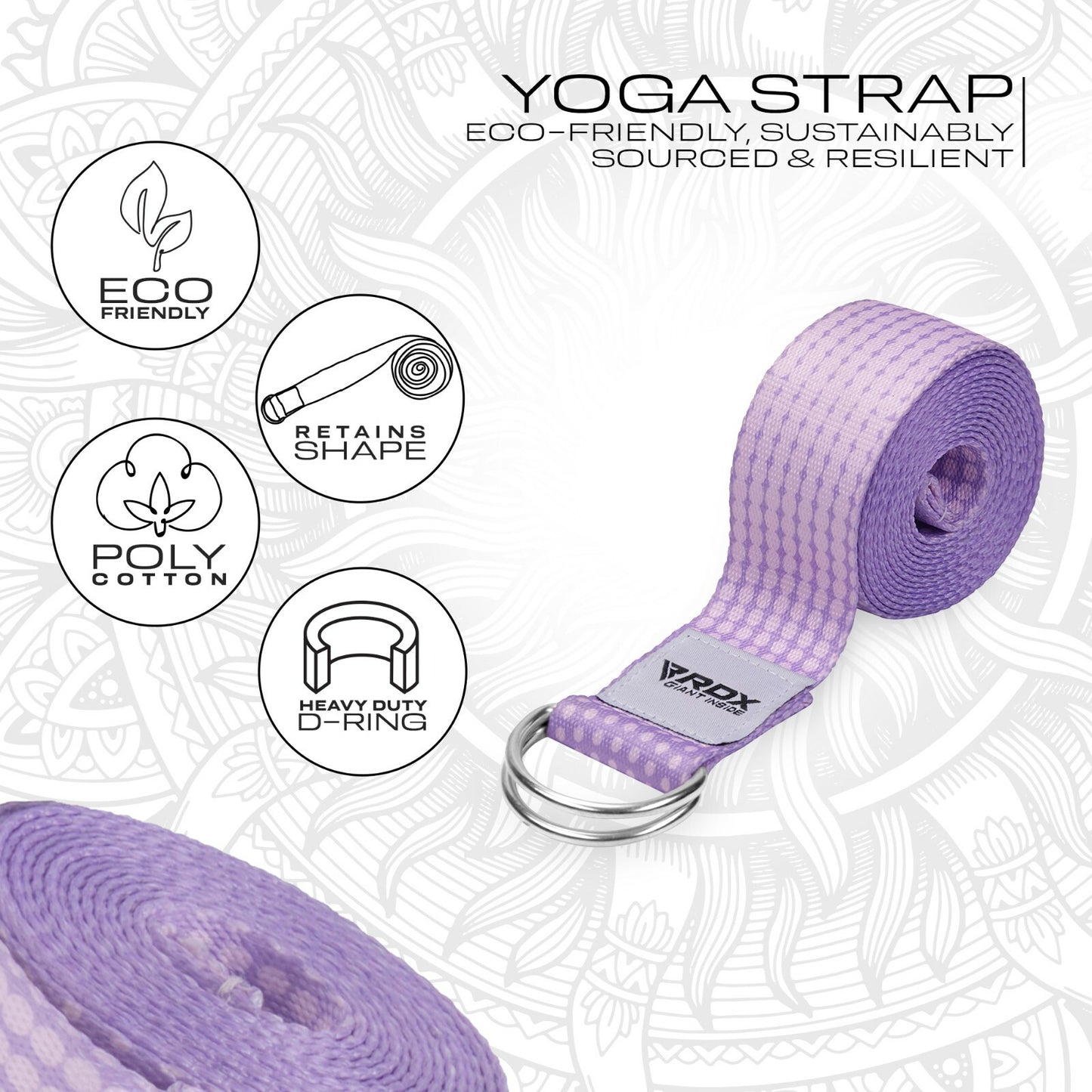 RDX Yoga Strap 8Ft D-Ring Buckle Stretching Pilates Flexibility Gym Workout