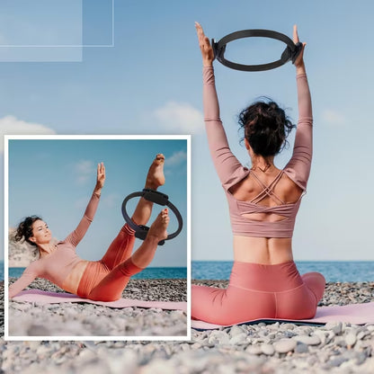 12.8 Inch Black Pilates Ring & Yoga Circle, Lightweight Flexible for Gym, Rehab