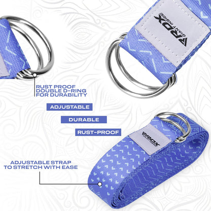 RDX Yoga Strap 8Ft D-Ring Buckle Stretching Pilates Flexibility Gym Workout