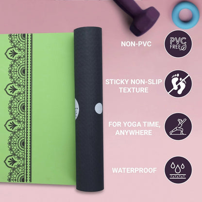 SINT Premium Print Reversible Non Slip Yoga Workouts Mat with Free Tote Bag