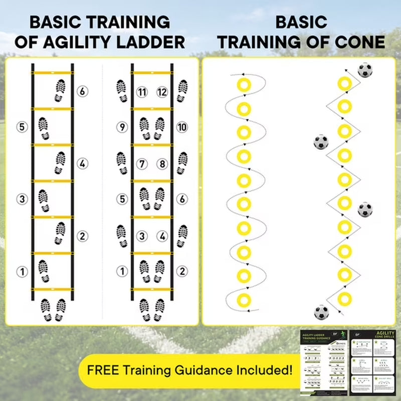 Gianna Agility Ladder Training Set with Speed Parachute, Hurdles, Cones, Jump Ro