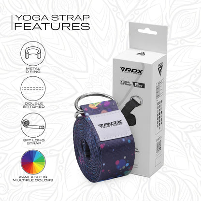 RDX Yoga Strap 8Ft D-Ring Buckle Stretching Pilates Flexibility Gym Workout