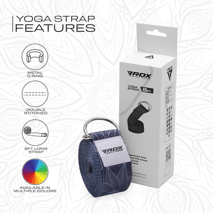 RDX Yoga Strap 8Ft D-Ring Buckle Stretching Pilates Flexibility Gym Workout