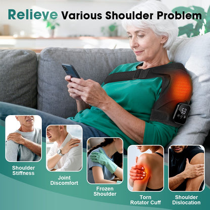 Electric Heated Vibration Knee Joint Brace Therapy Shoulder Massager Pain Relief