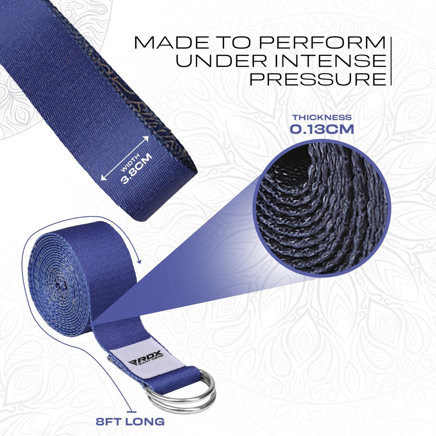 RDX Yoga Strap 8Ft D-Ring Buckle Stretching Pilates Flexibility Gym Workout