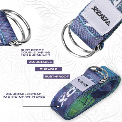 RDX Yoga Strap 8Ft D-Ring Buckle Stretching Pilates Flexibility Gym Workout