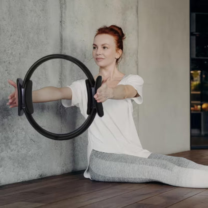 12.8 Inch Black Pilates Ring & Yoga Circle, Lightweight Flexible for Gym, Rehab