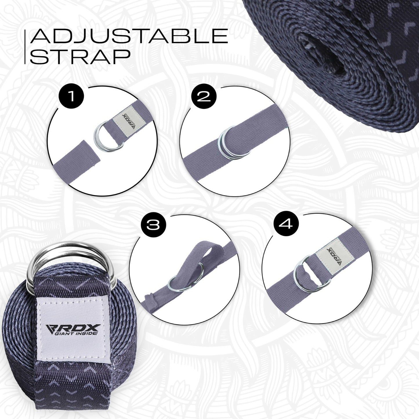 RDX Yoga Strap 8Ft D-Ring Buckle Stretching Pilates Flexibility Gym Workout
