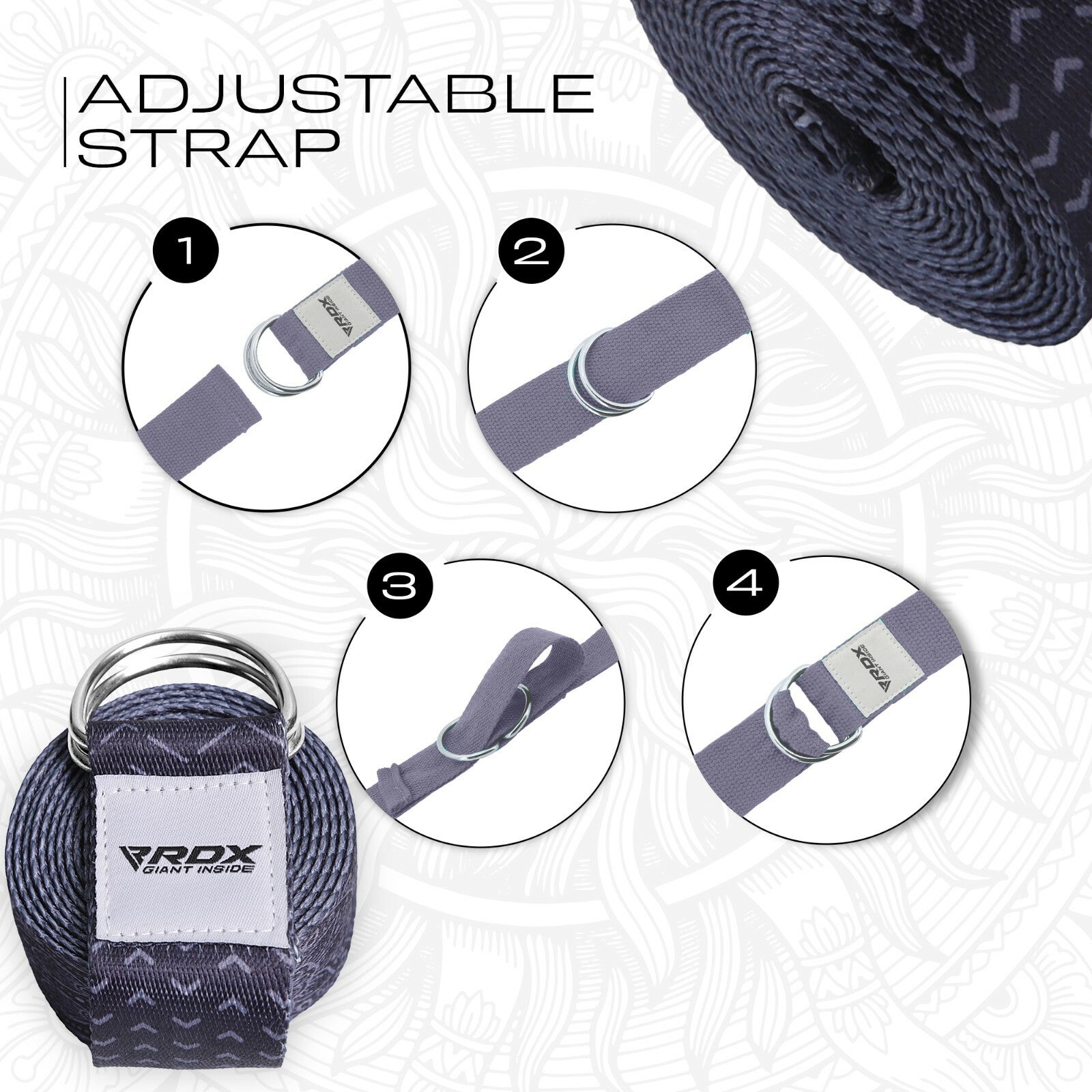 RDX Yoga Strap 8Ft D-Ring Buckle Stretching Pilates Flexibility Gym Workout