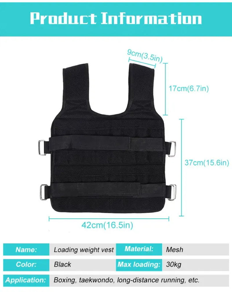 New 66 Lbs Adjustable Weighted Workout Weight Vest Fitness Training Waistcoat AA