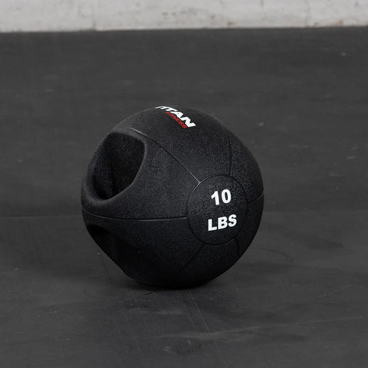 Titan Fitness Dual Grip Medicine Ball, 10 LB Weighted Workout Ball with Handles