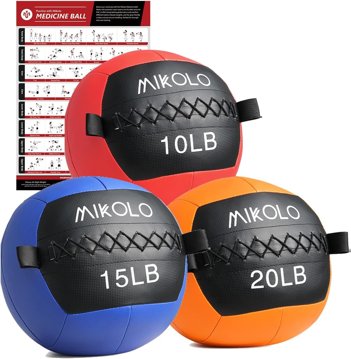 Mikolo Medicine Ball, Wall Ball,Soft Medicine Ball Set,Slam Ball for Core Traini
