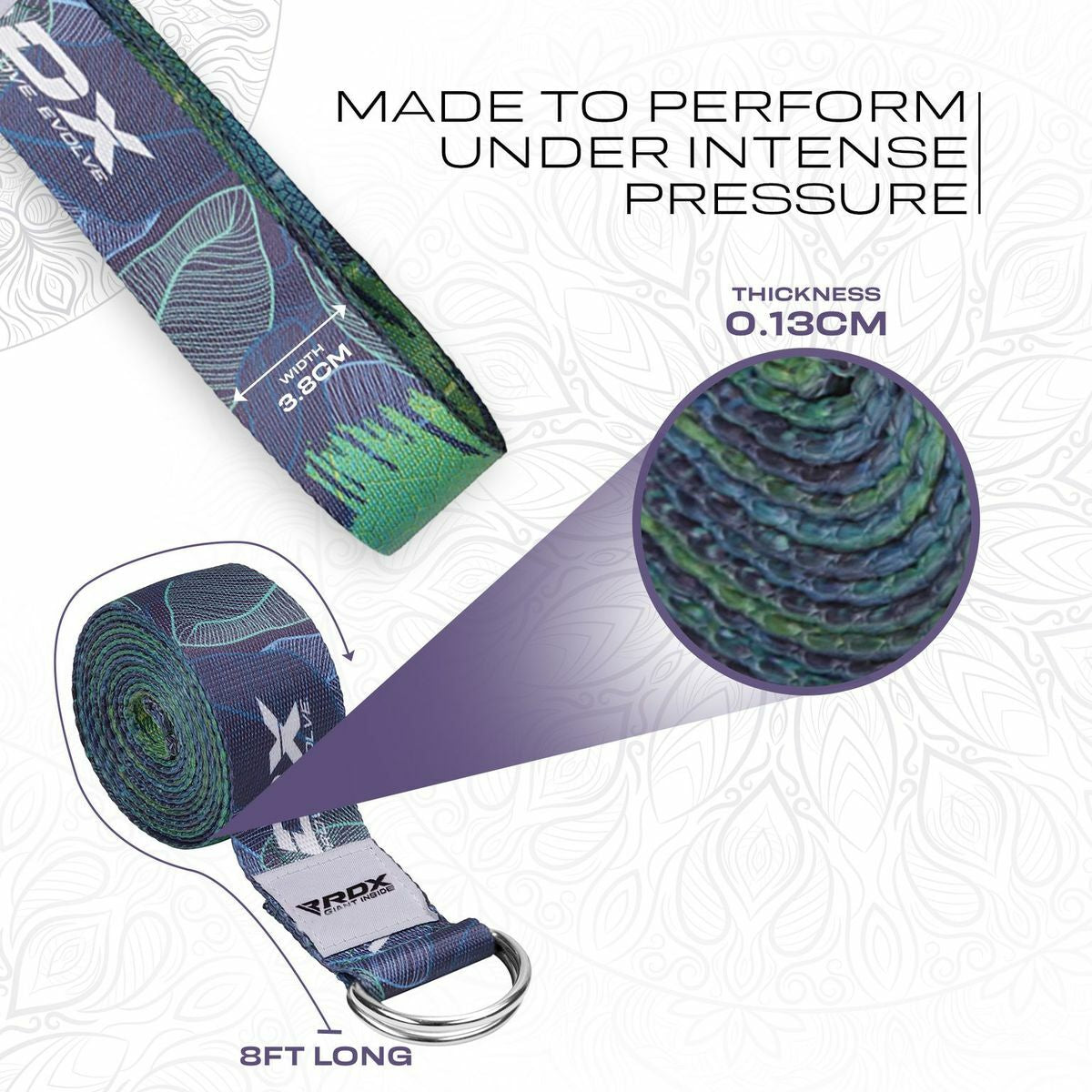 RDX Yoga Strap 8Ft D-Ring Buckle Stretching Pilates Flexibility Gym Workout