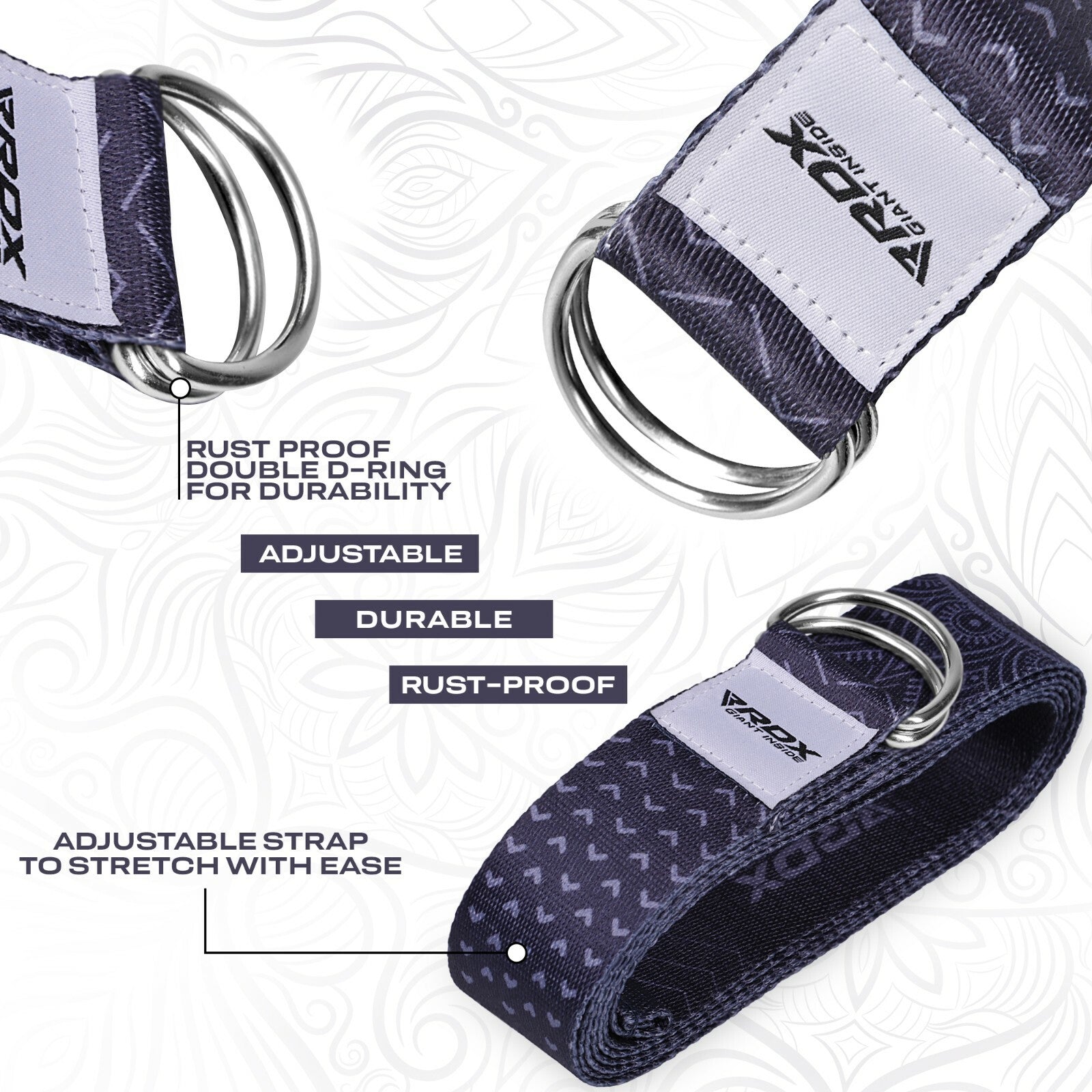 RDX Yoga Strap 8Ft D-Ring Buckle Stretching Pilates Flexibility Gym Workout