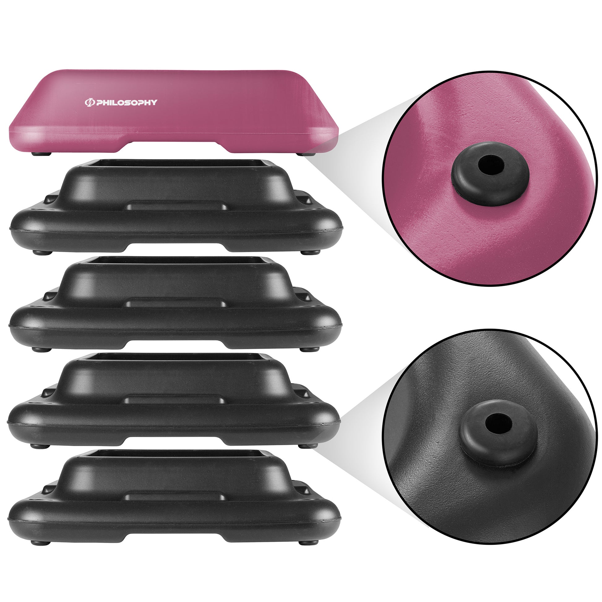 Aerobic Exercise Adjustable High Step Platform, 4 Risers Included